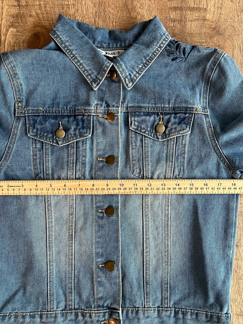 Say What? Embroidered Boho Denim Jacket Floral Blue and White Embroidered Sz S - Picture 7 of 9